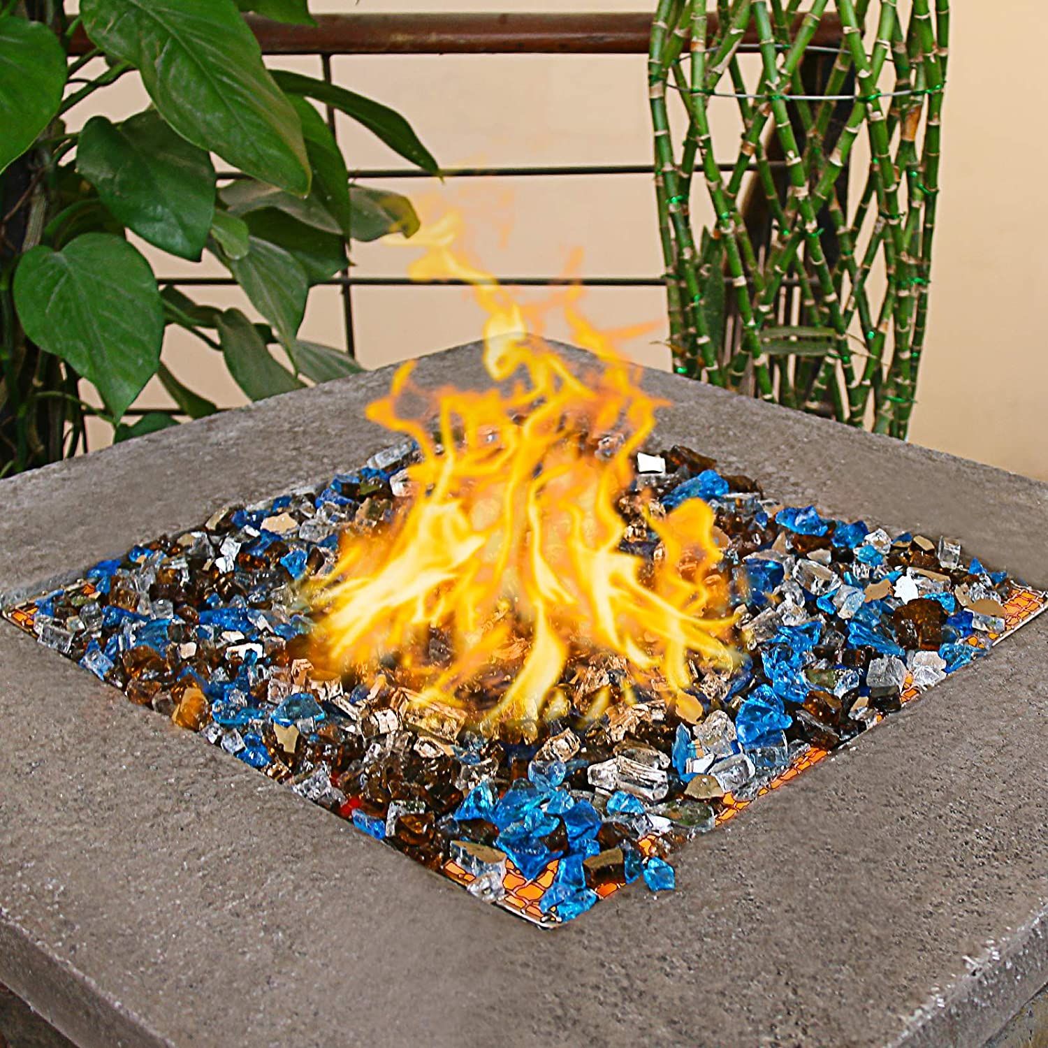 10 Pound Fire Glass Blended High Luster Reflective Tempered Glass Rocks ...