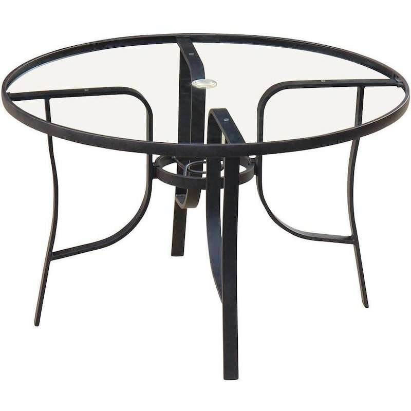 48 Inch Round Patio Dining Table With Glass Top By ...