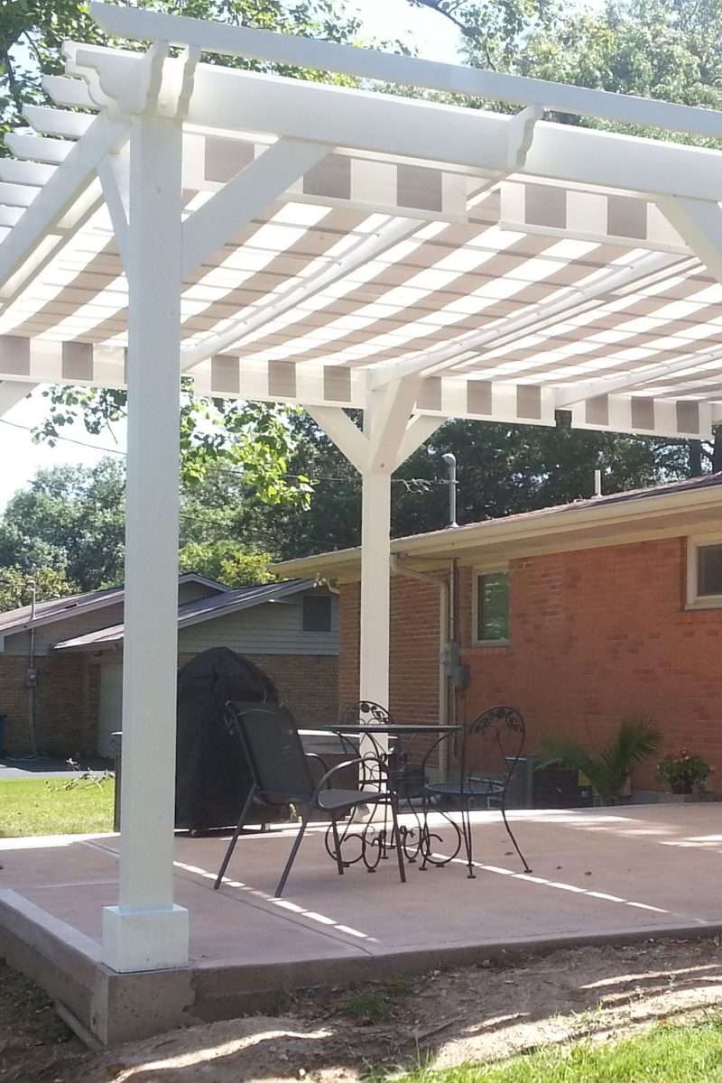 Add striped fabric pattern retractable awnings to your existing pergola ...