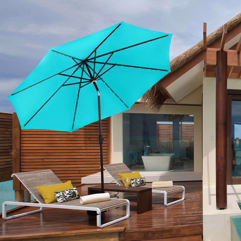 Ainfox 10Ft Outdoor Patio Solar Powered Aluminum Umbrella ...