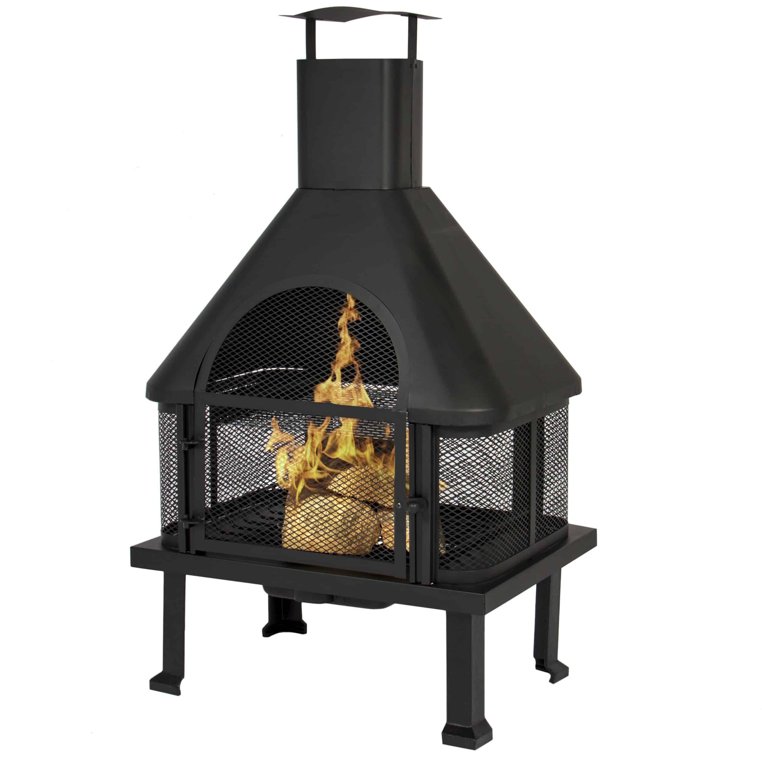 BCP Firehouse Fire Pit With Chimney Outdoor Backyard Deck Fireplace ...