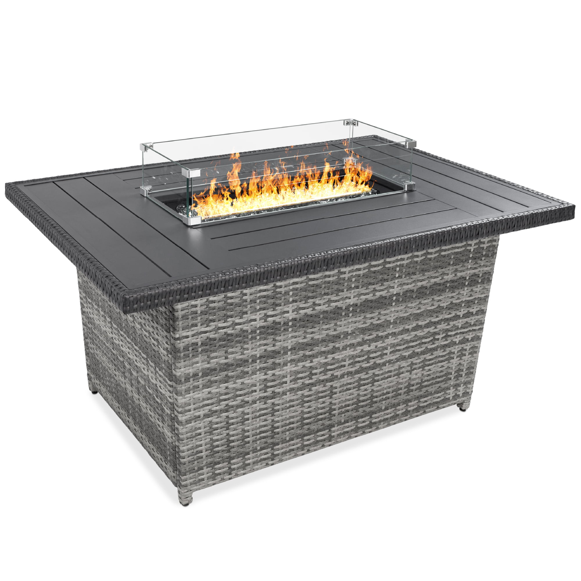 Best Choice Products 52in Outdoor Wicker Propane Fire Pit Table 50,000 ...