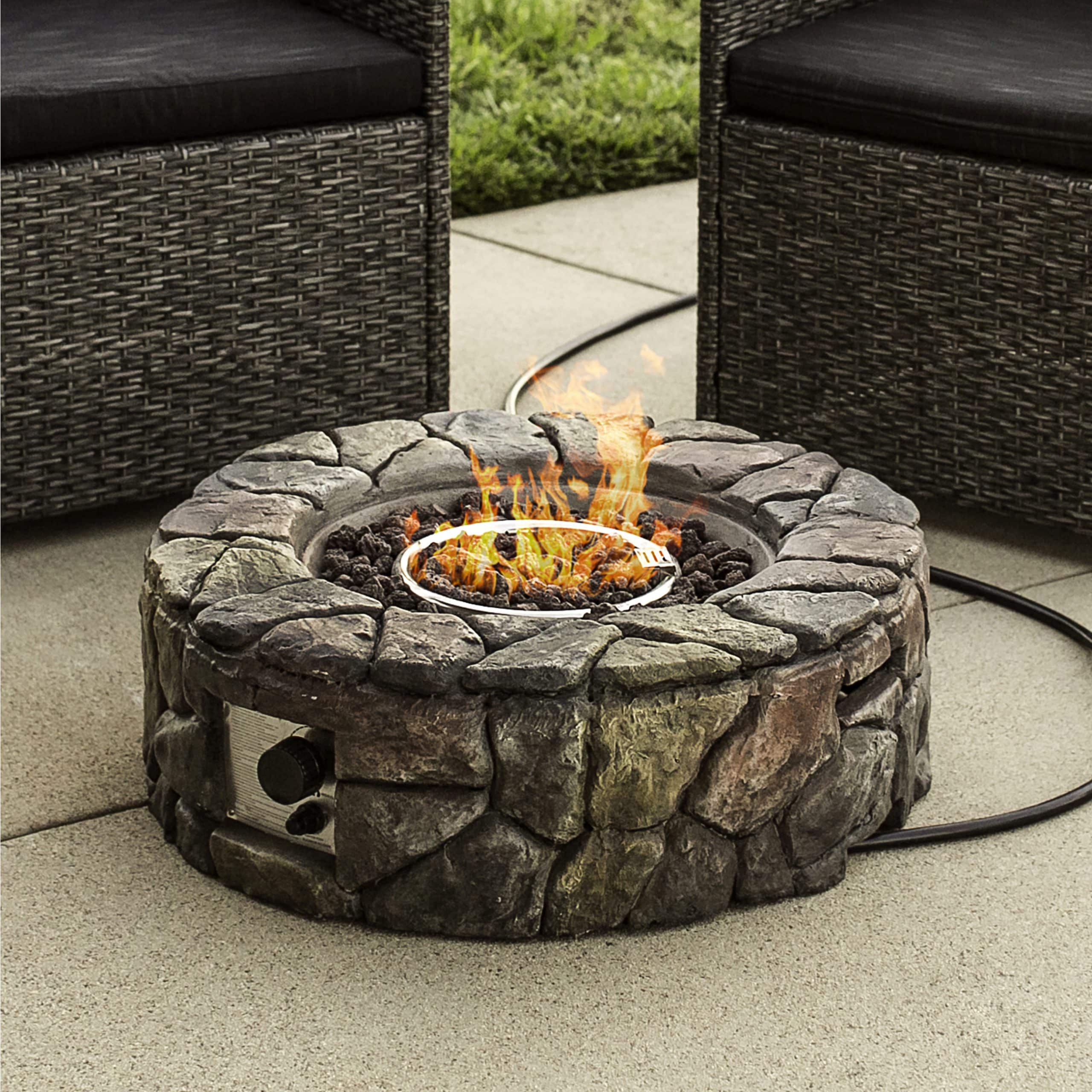 Best Choice Products Home Outdoor Patio Natural Stone Gas Fire Pit for ...