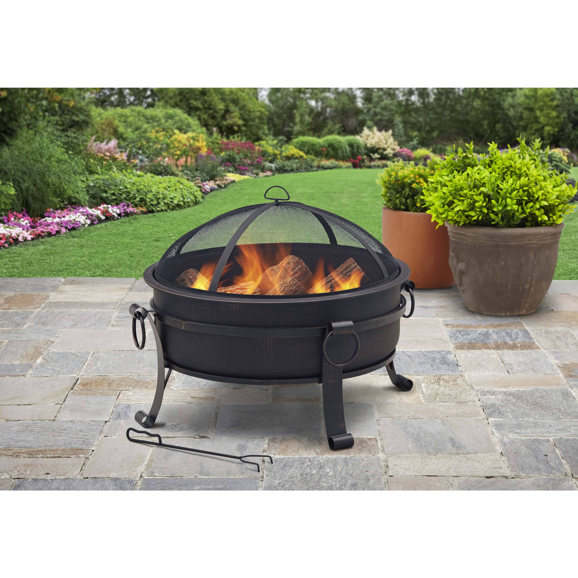 Better Homes Gardens 30 in. Cauldron Deep Steel Fire Bowl Pit W/Pull ...
