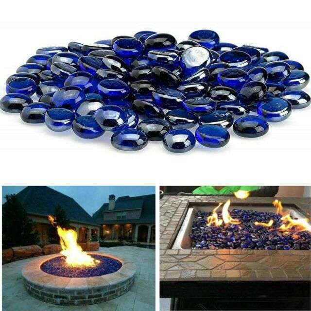 Blue Fire Pit Glass Beads Premium Fireplace Round Reflective Drops ...