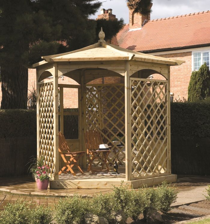 Budleigh Trellis Gazebo is hexagonal in shape with two half paneled and ...