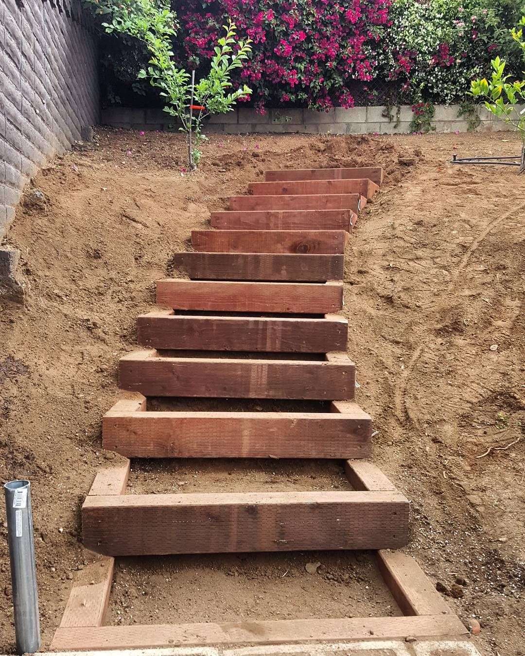 Built a nice set of timber garden stairs today up an ...