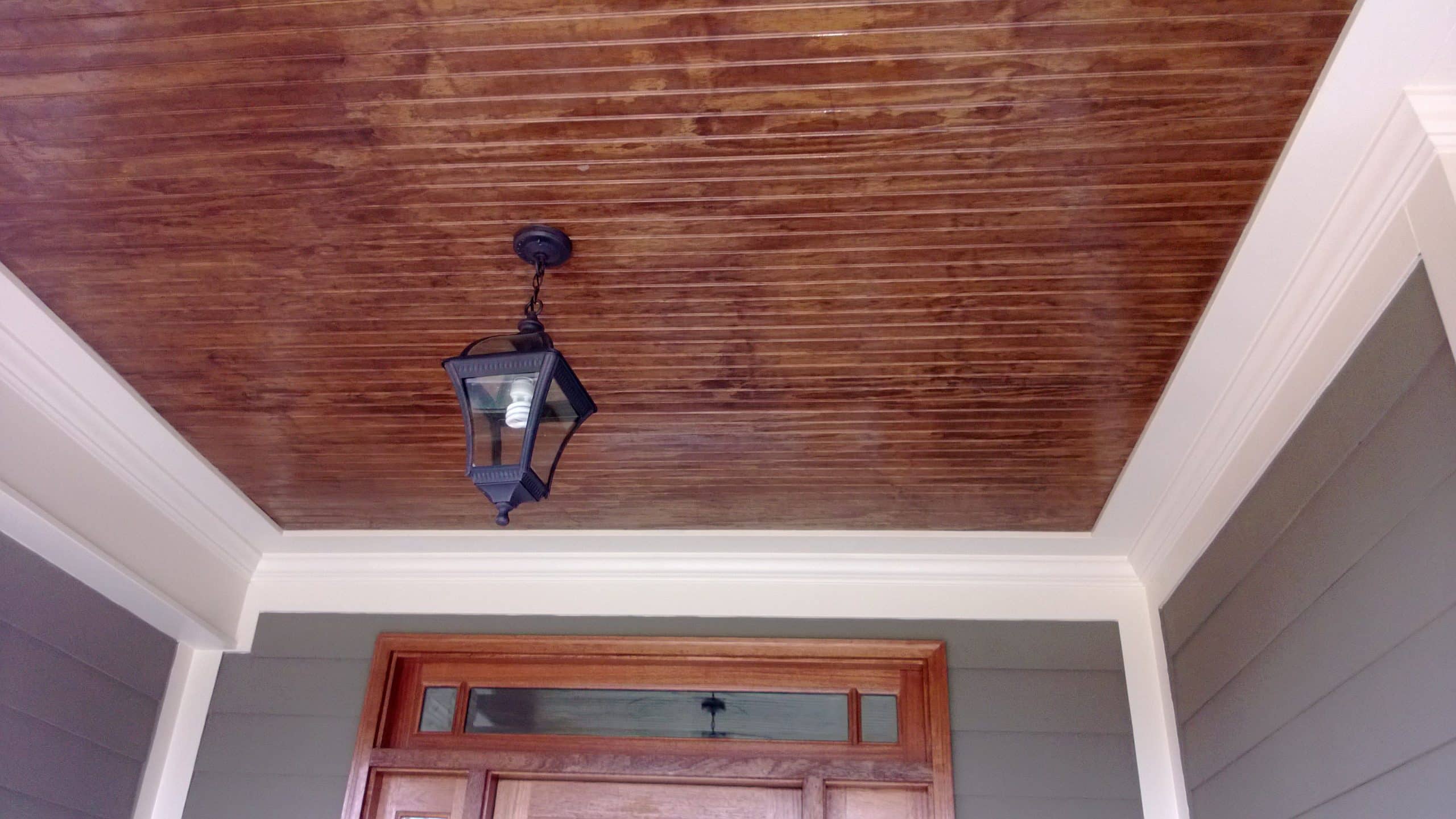 Cedar tongue and groove porch ceiling