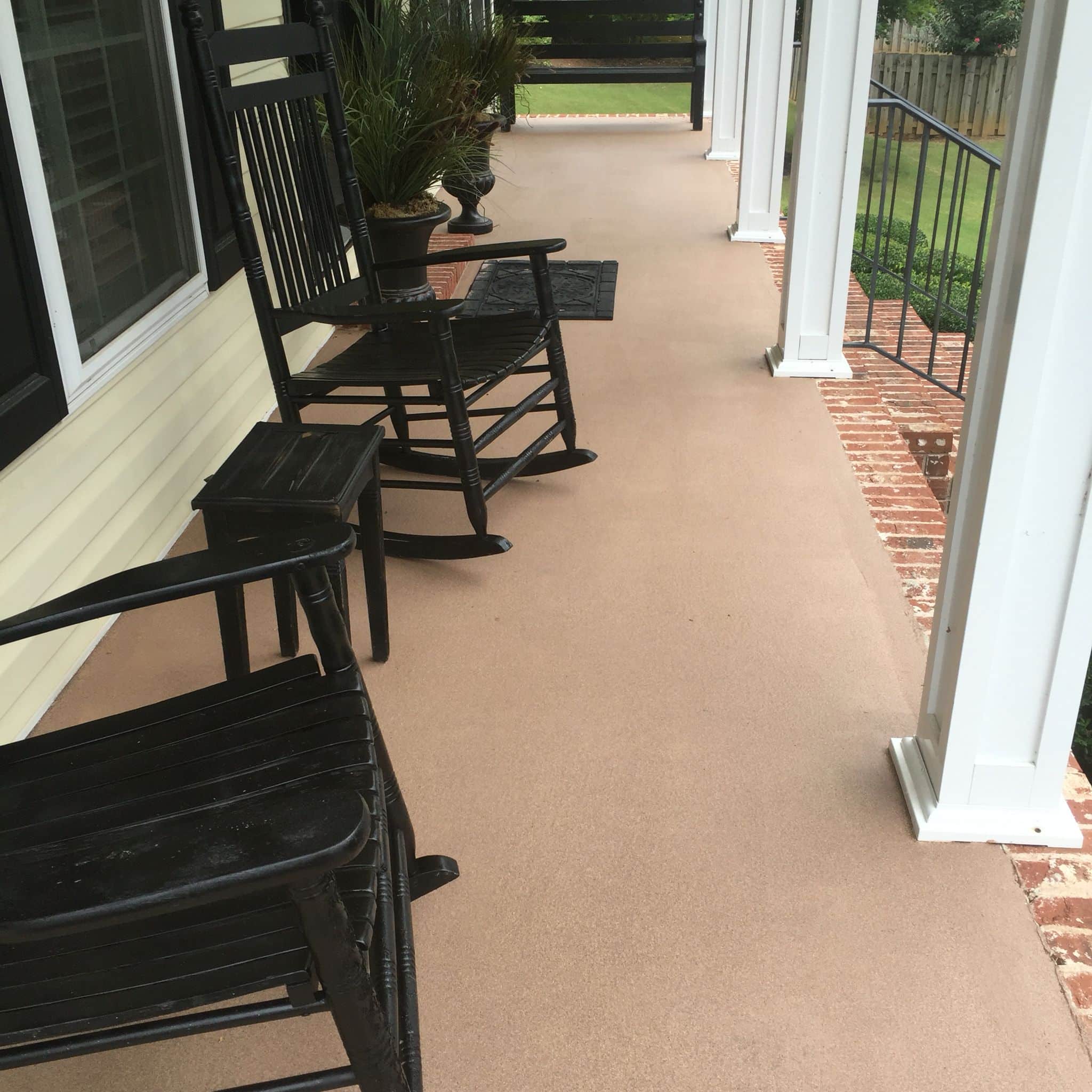 Concrete patio after painted with Behr Granite Grip paint