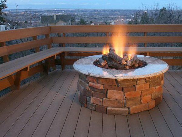 Diy propane fire pit brick concrete patio design ideas ...