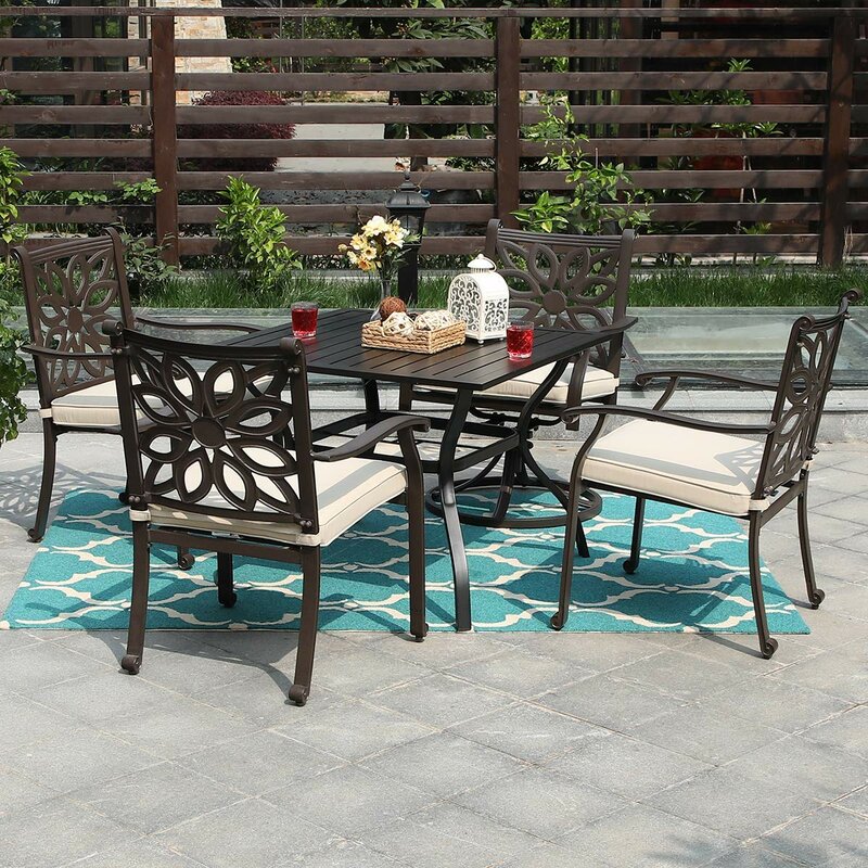 Fleur De Lis Living Patio Furniture One 37"  Metal Dining Table And Four ...