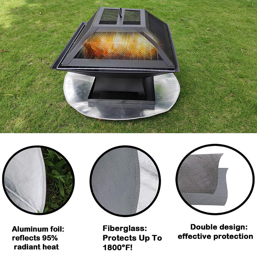 Foldable Fireproof Mat, 36/24 Inch Fire Pit Mat for Deck, Heat ...