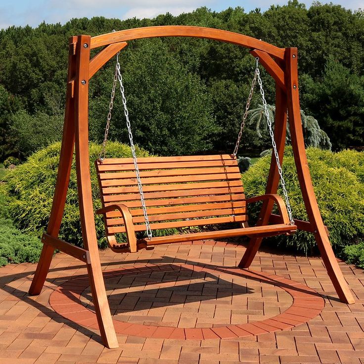 Gallichan 2 Person Wooden Porch Swing with Stand
