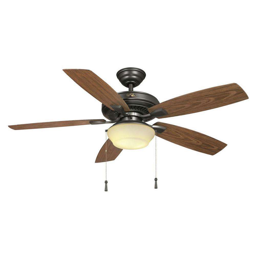 Hampton Bay Gazebo 52 in. LED Indoor/Outdoor Natural Iron Ceiling Fan ...