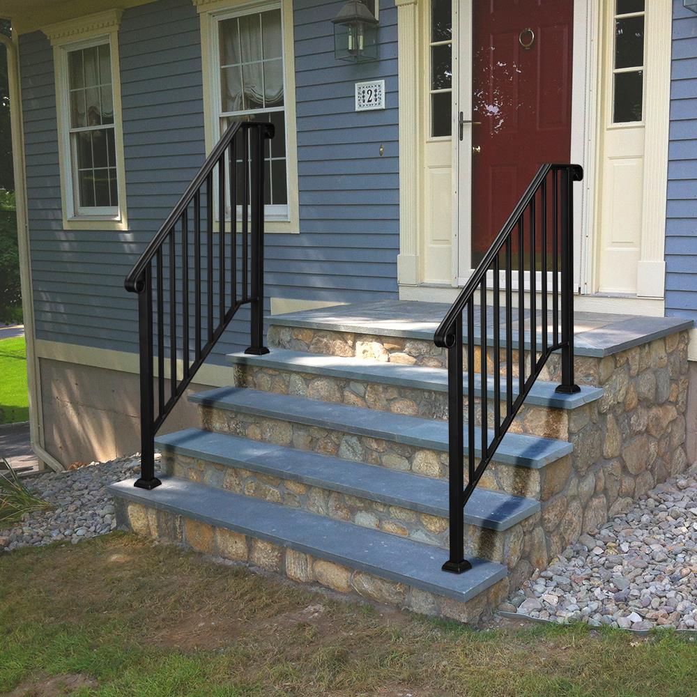 Handrail Wrought Iron Fits 3 or 4 Steps Stair Railing Outdoor Porch ...
