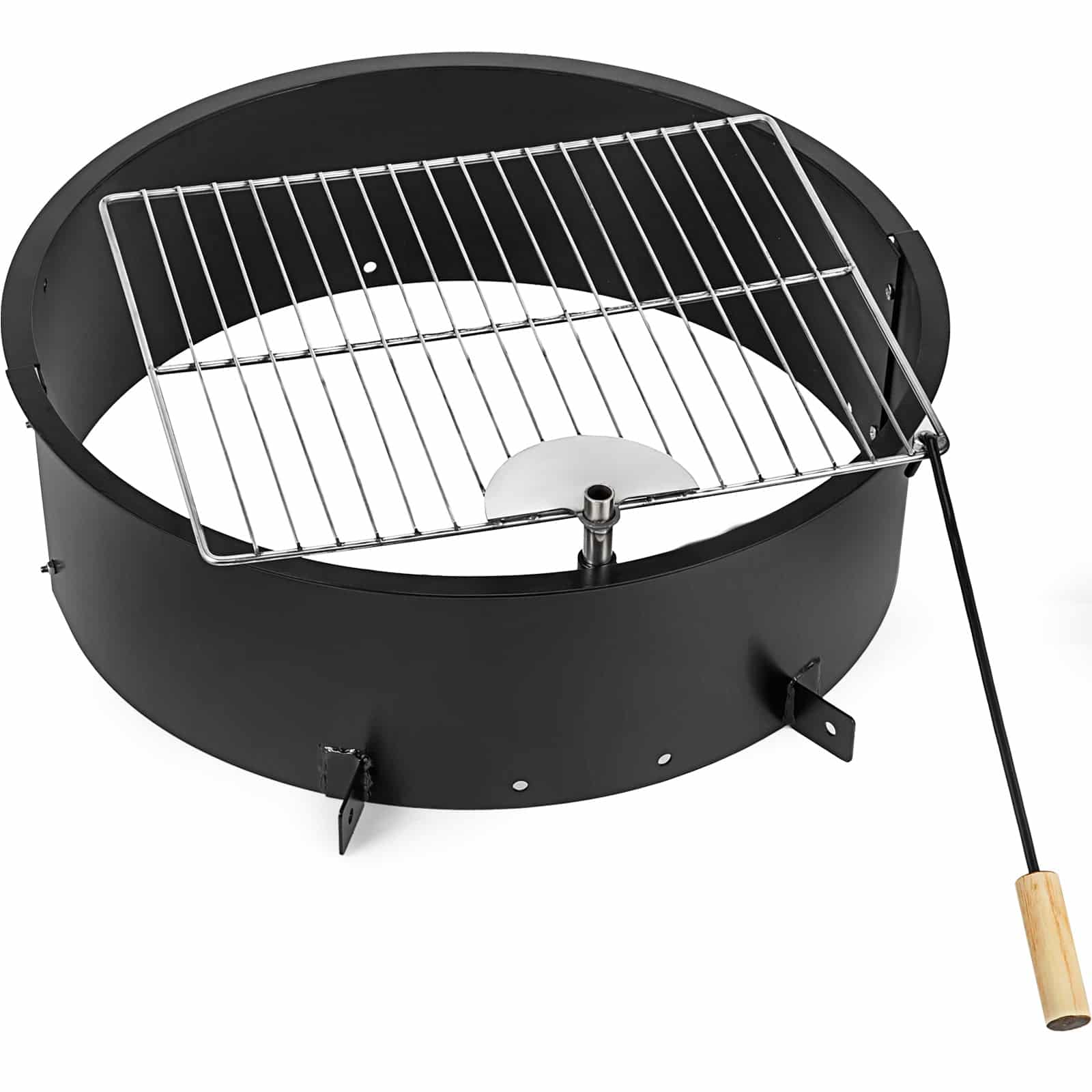 Hearth Solid Steel 24 Inch Outdoor Garden Patio Round Fire Pit Ring W ...