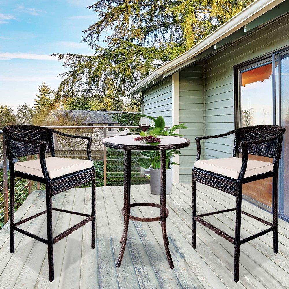High Top Outdoor Table and Stools, Patio Furniture High Top Table Set ...