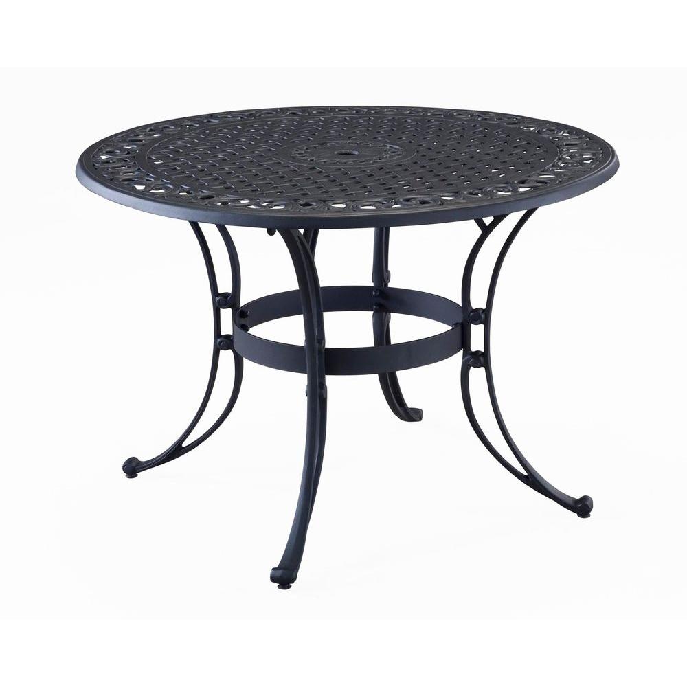Home Styles Biscayne 48 in. Black Round Patio Dining Table