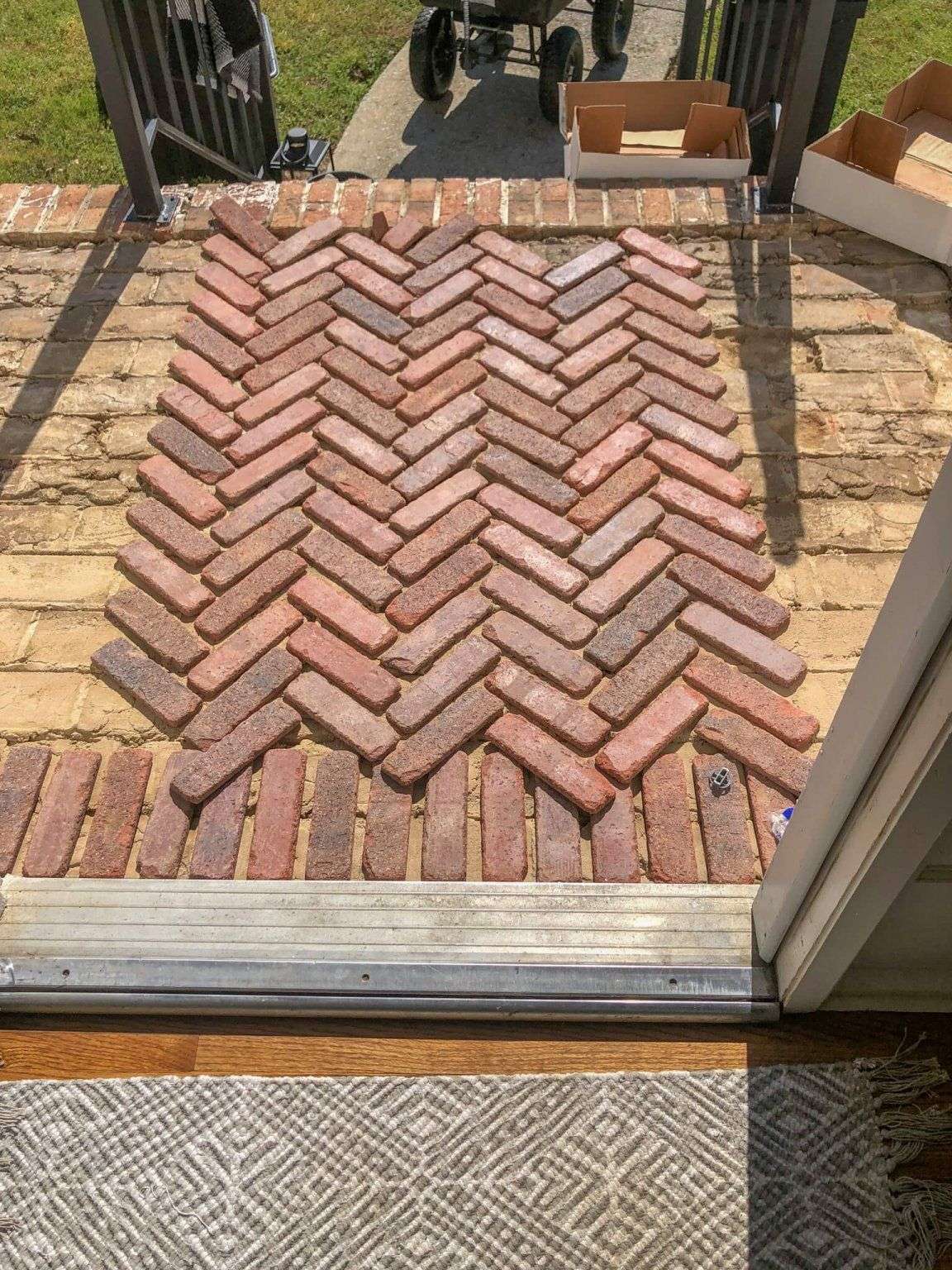 How to install and mortar wash a herringbone brick patio ...