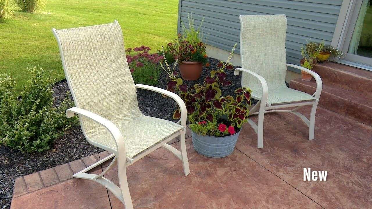 How To Replace Fabric On A Patio Sling Chair Youtube