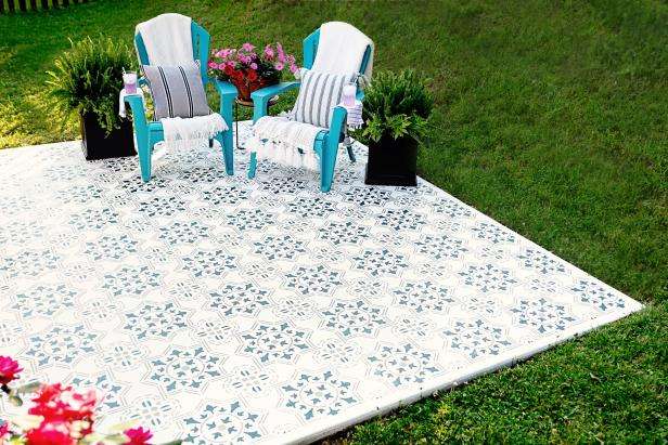 How to Stain &  Stencil a Concrete Patio