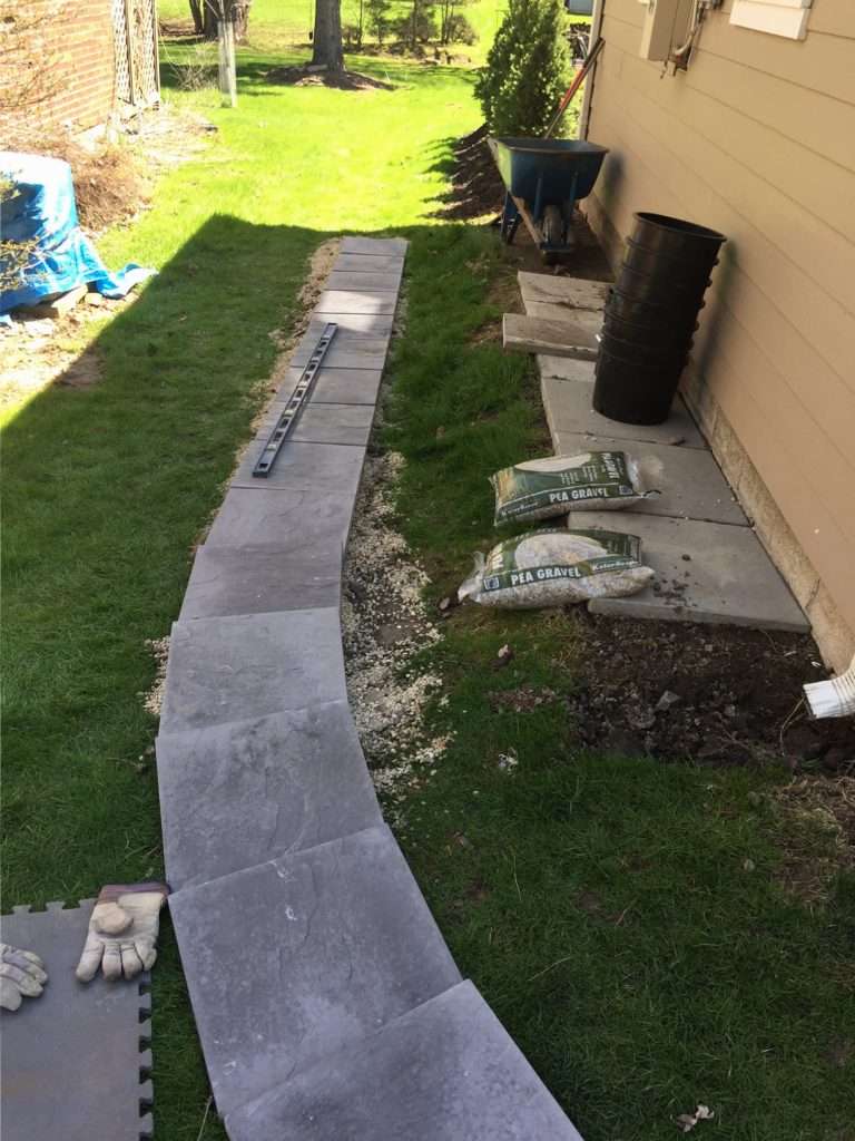 Install patio block walkway next to house with pavers ...