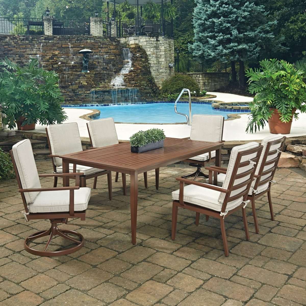Key West 7 Pc. Rectangular Outdoor Dining Table with 4 Arm Chairs &  2 ...