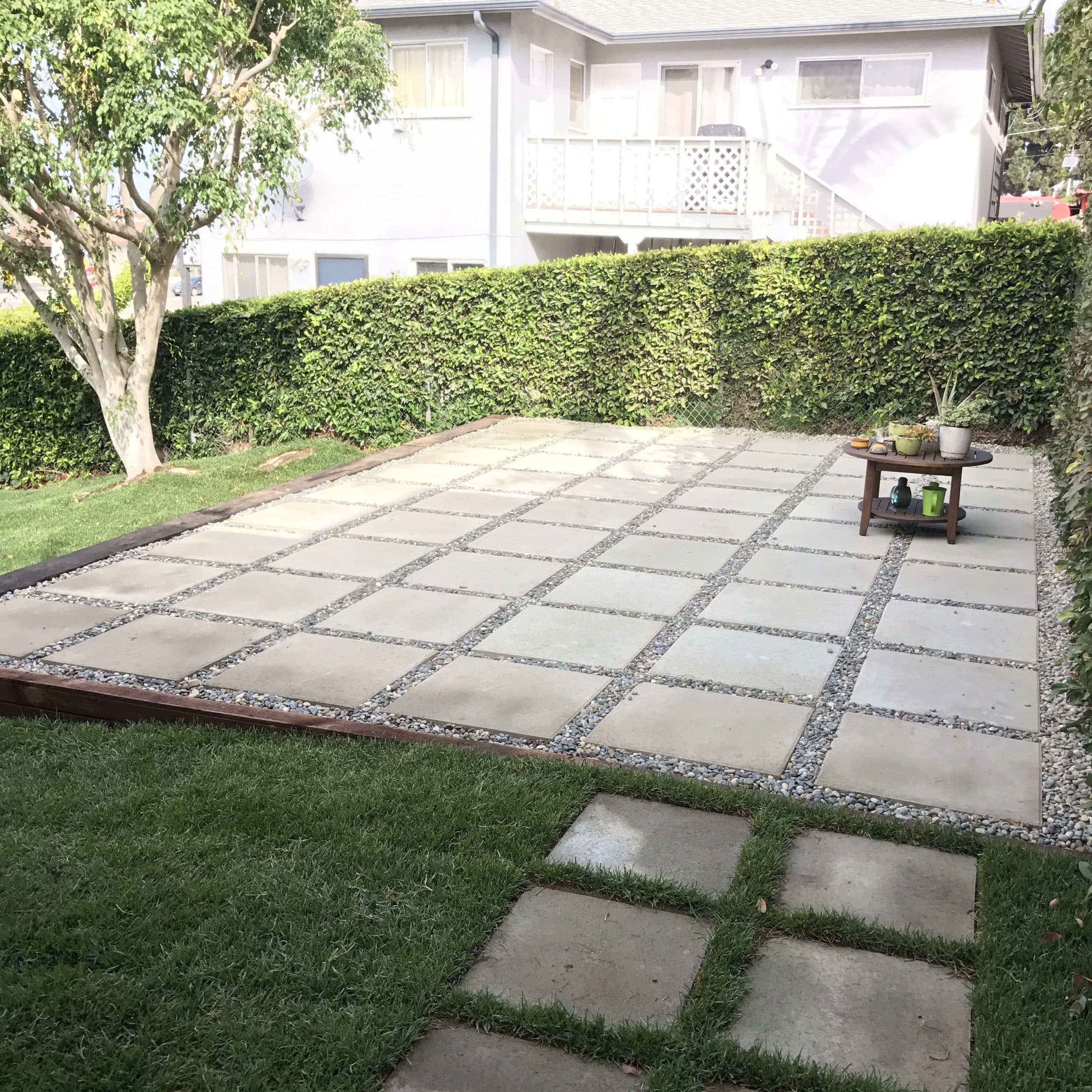 Large pavers used to create patio in backyard. Quick and easy ...