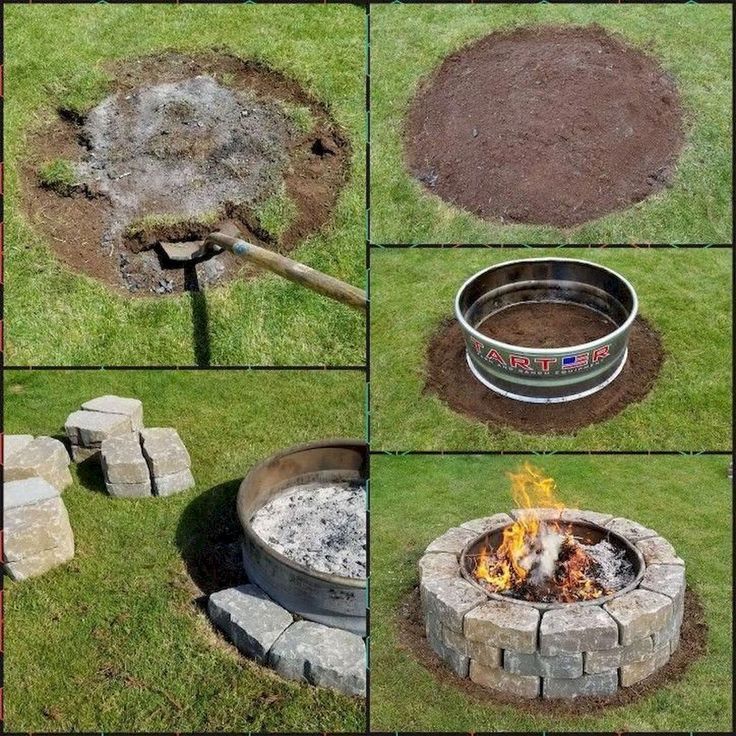 Laying Fire Pit Brick and Landscaping Fabric