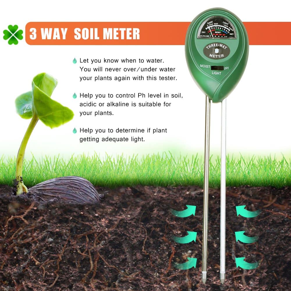 Marge Plus Soil Moisture Meter, 3 in 1 Soil Test Kit Gardening Tools ...