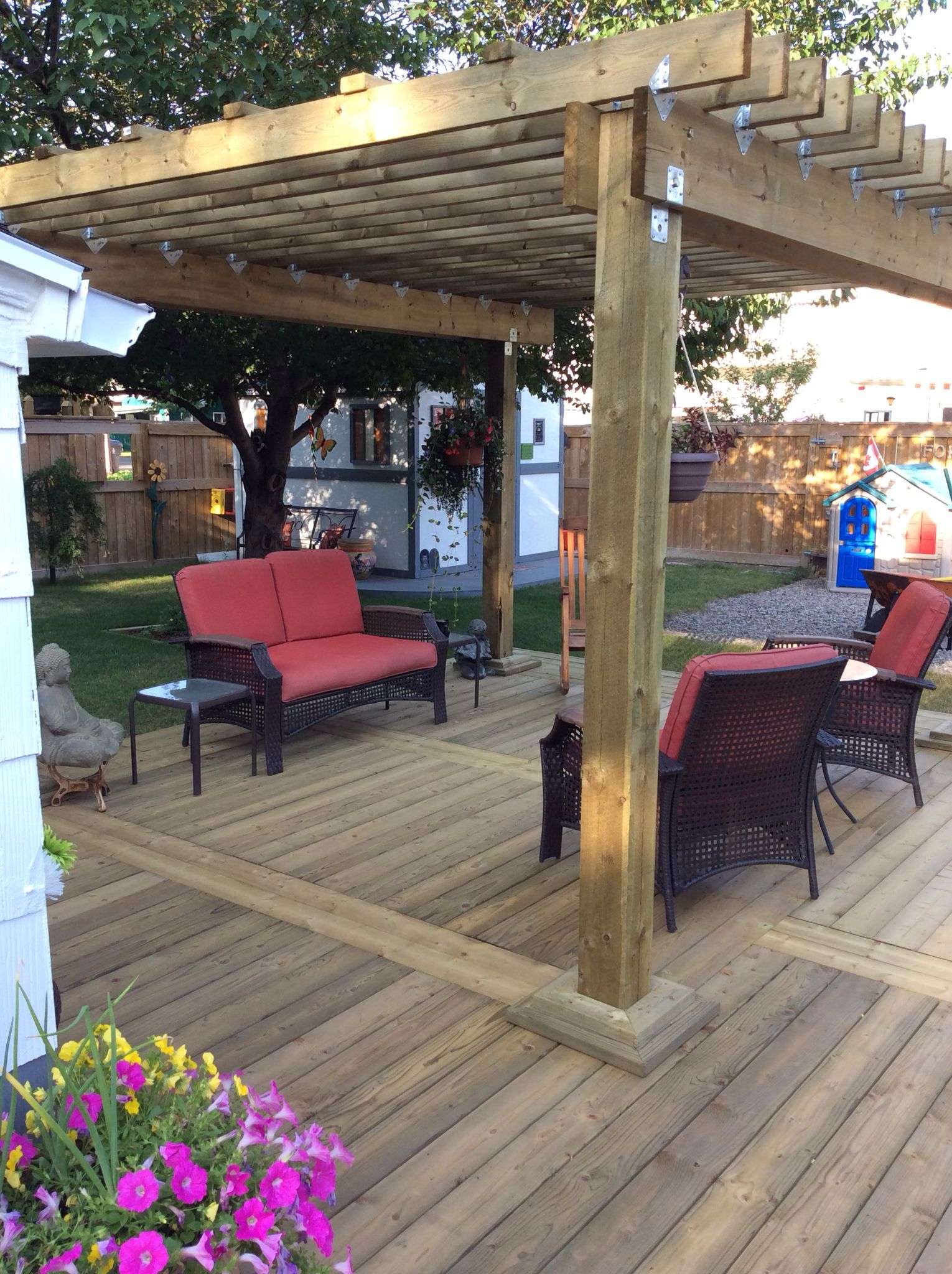My husband built this awesome pergola.