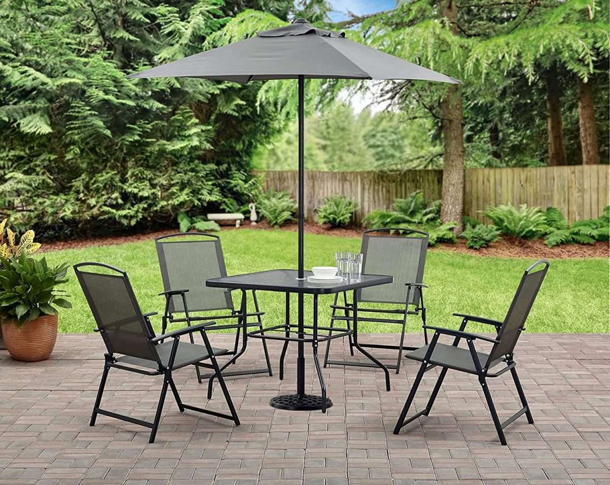 Patio Furniture 6 Piece Outdoor Patio Dining Set with Table, Umbrella ...