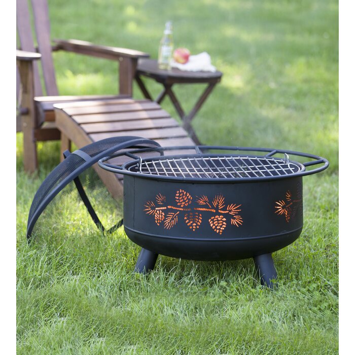 Plow &  Hearth Pine Cone Steel Wood Burning Fire Pit &  Reviews