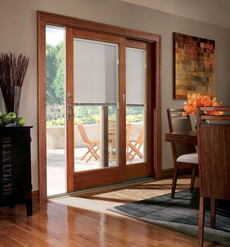 Sleek and modern gliding patio doors with built