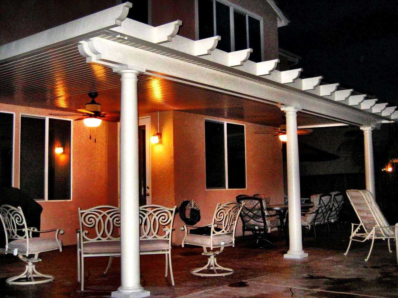 Solid Alumawood Patio Cover with lights and ceiling fan ...