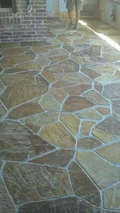 Stamp and stained concrete patio to look like Flagstone ...