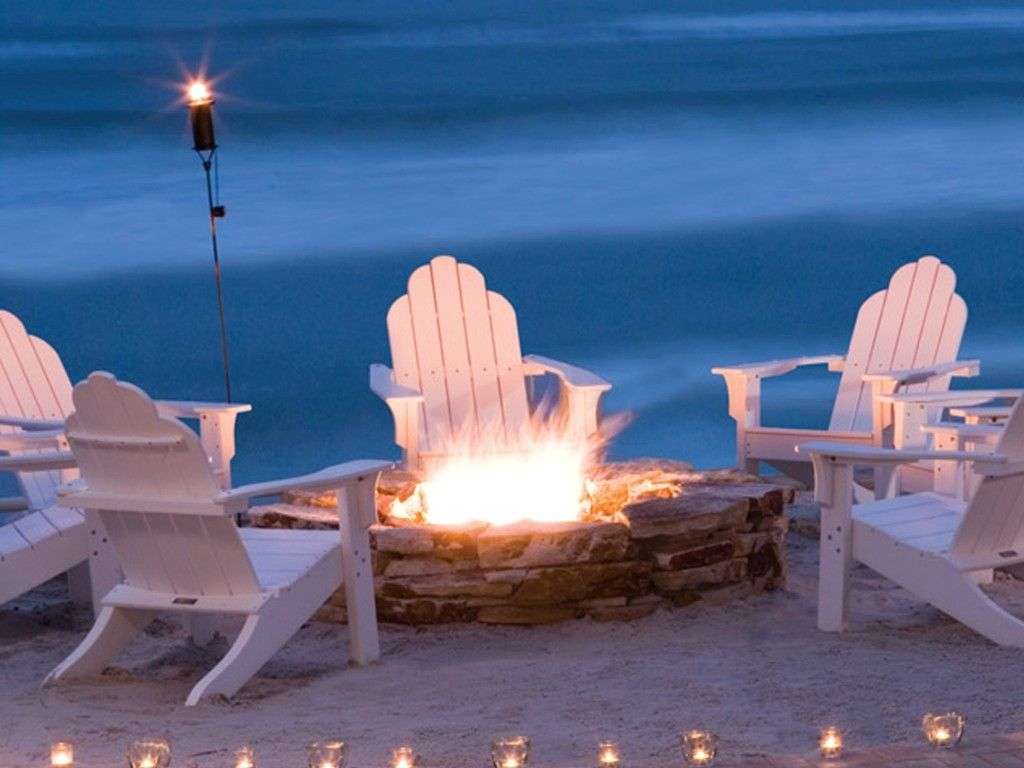 Stationary firepit on the beach