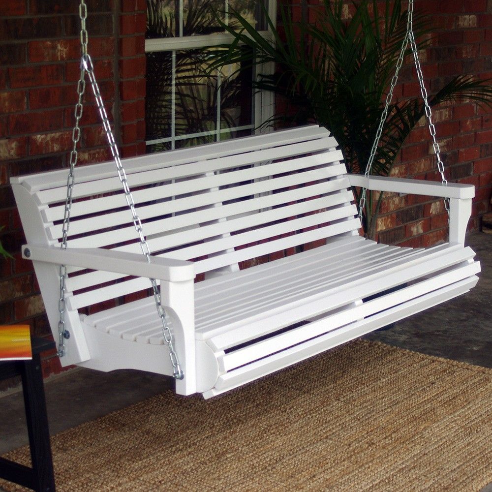 TMP Outdoor Furniture Contoured Classic White Porch Swing in 2020 ...