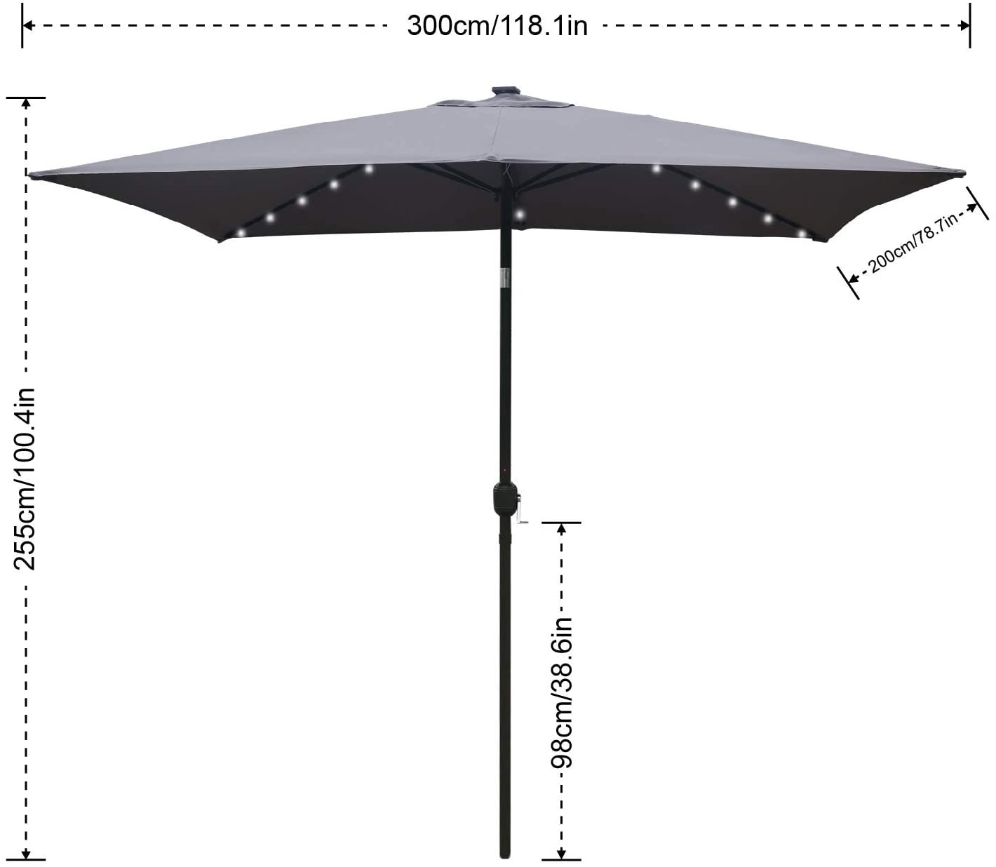 White ABCCANOPY Rectangular Patio Umbrella Solar Powered ...