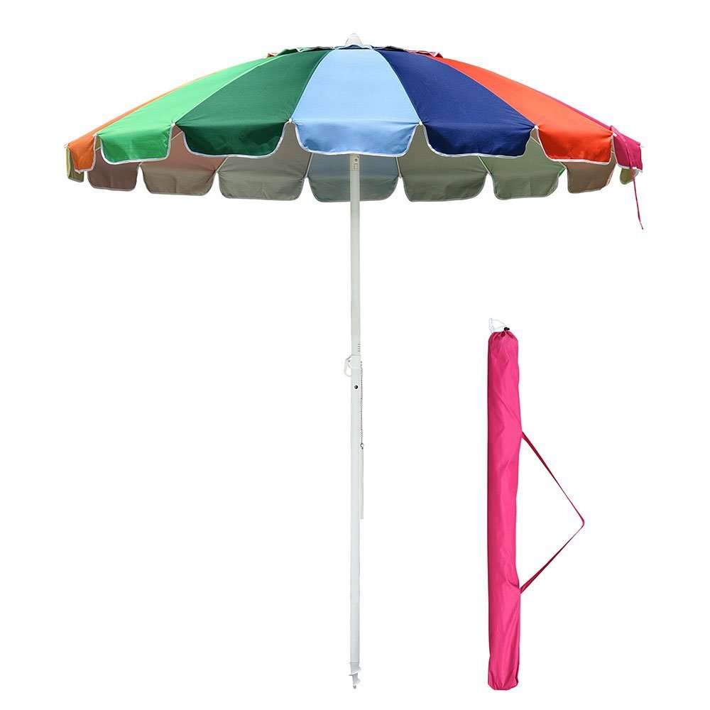 Yescom 7 ft Metal Rainbow Beach Patio Umbrella 16 Rib Tilt ...